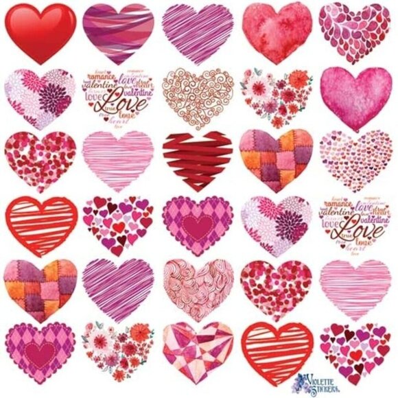 3 for $15‎ - Heart Stickers - 2 Stationary Sticker Sheets - NEW in Packaging - Picture 1 of 2